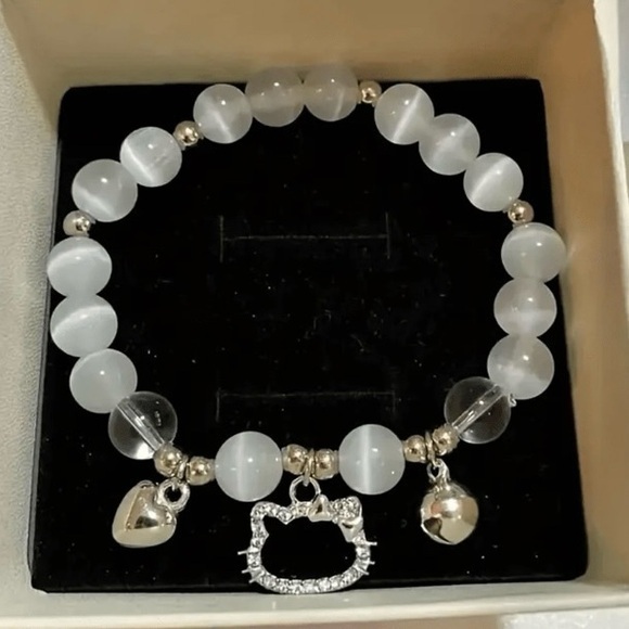 Hello Kitty Moonstone Stretch Charm Bracelet - Picture 1 of 5